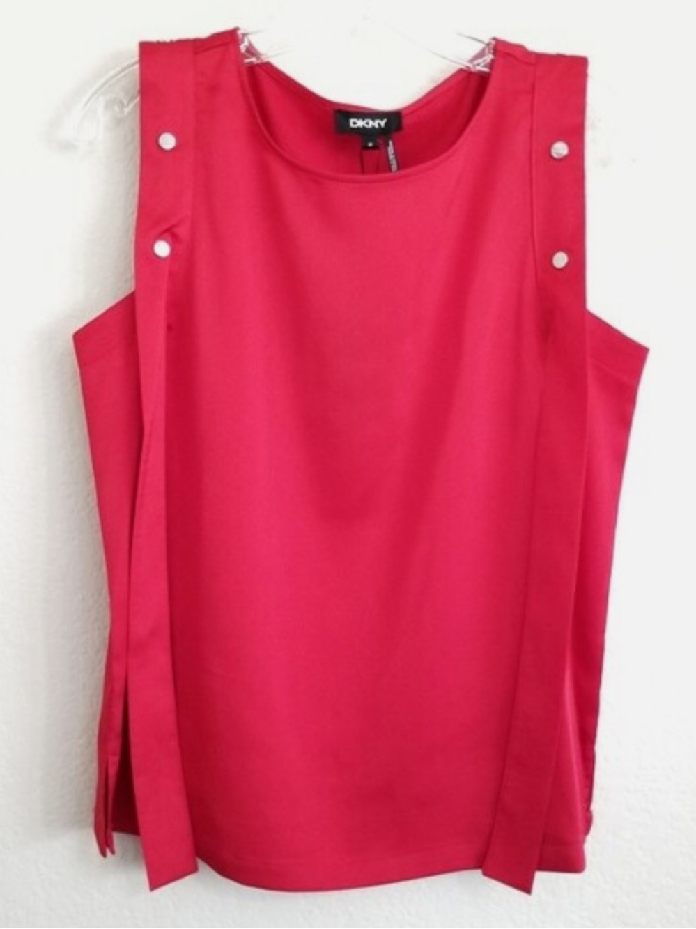 DKNY Red Snap-Shoulder Sleeveless Tank